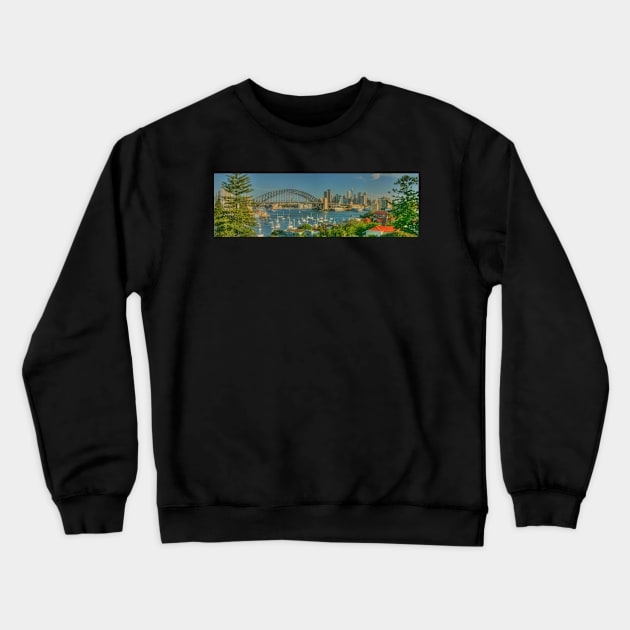 Sunny Sydney Harbour pano 1 Crewneck Sweatshirt by Michaelm43